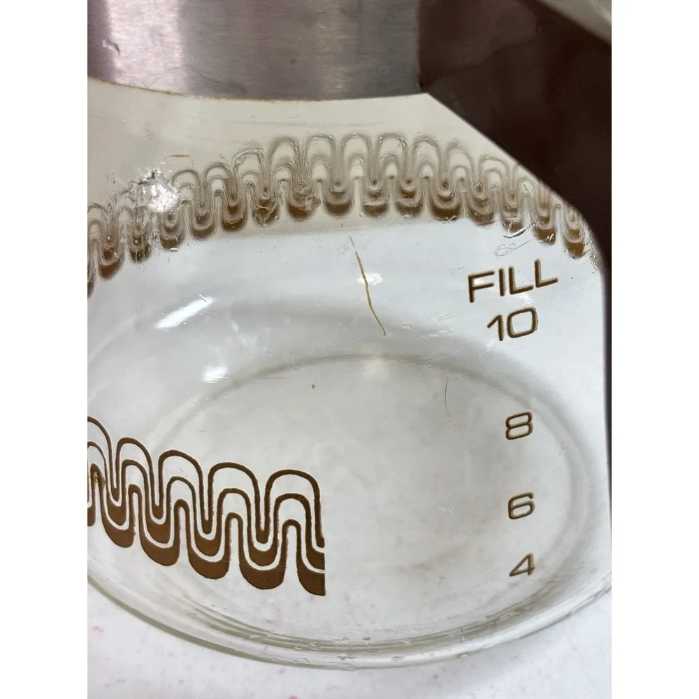 Vintage 10 Cup Glass‎ Replacement Coffee Pot With Lid Carafe Brown MCM GUC